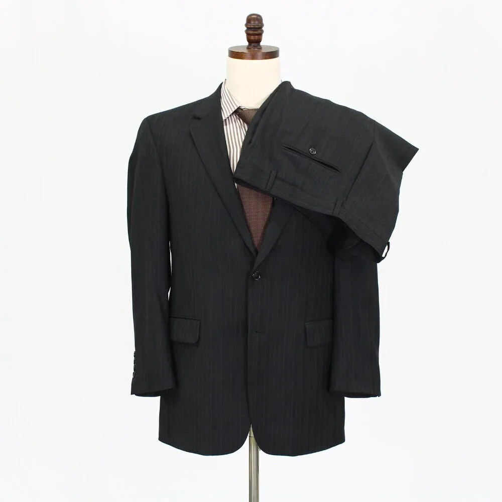 Jos. A. Bank 41R 35x30 Gray Striped 2-Button Suit R461